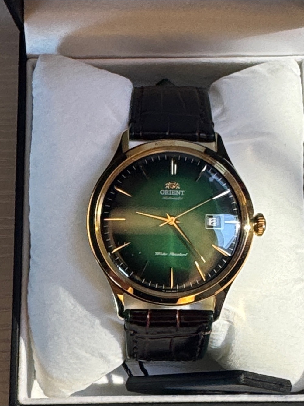 NEW Orient Bambino V4 Green Dial Automatic Watch TAC08002F0 Rose Gold Men’s - Picture 3 of 9